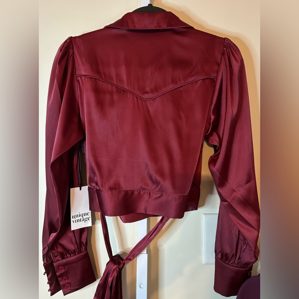 Unique Vintage Jewel Studded Wrap Blouse - Picture 3 of 10